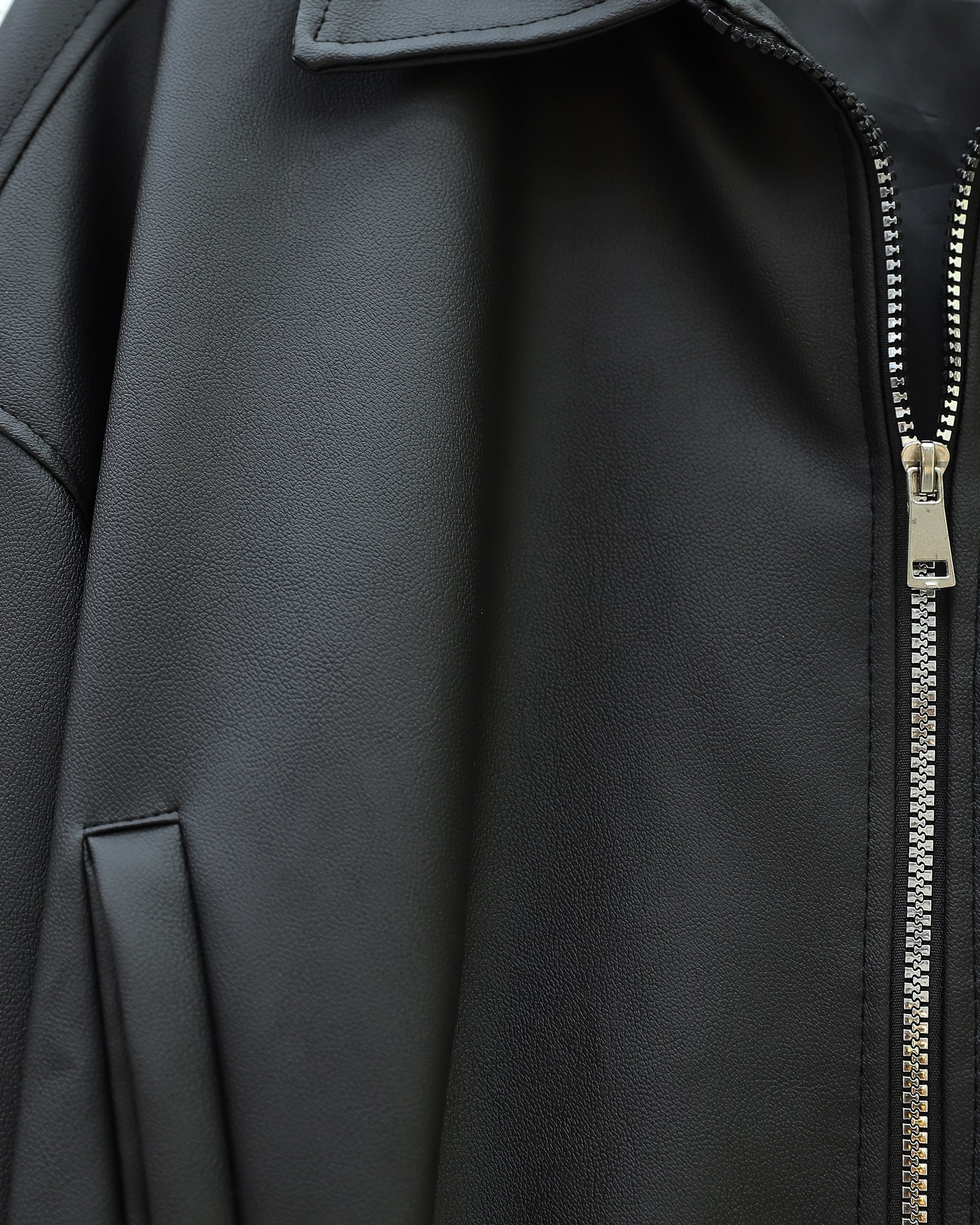 Black Faux Leather Belted Jacket with Buckle Detail - Podyumplus - by Peralane - photo 4