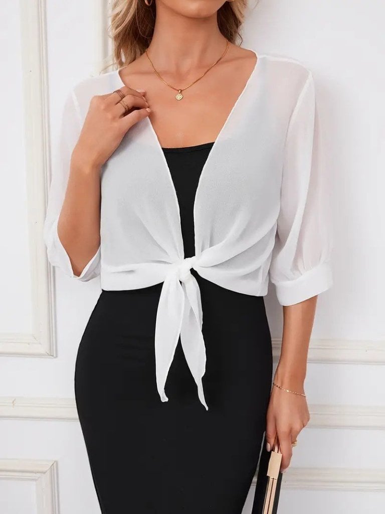Women's Sheer Chiffon Bolero Jacket with Front Tie - Janes - by Peralane - photo 2