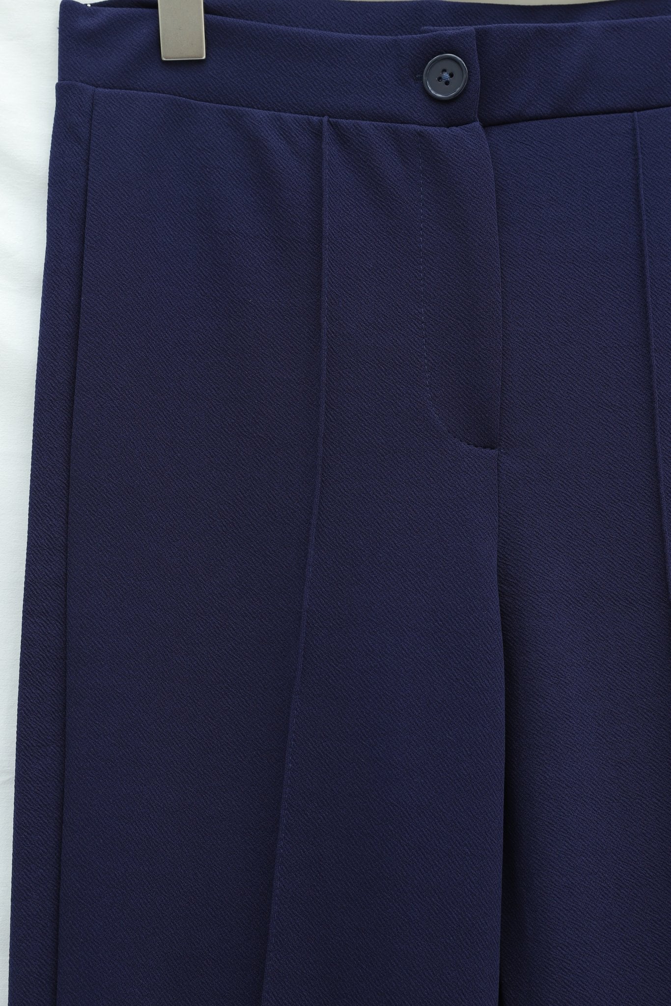 Navy Blue High Waist Wide Leg Trousers with Button Closure - Podyumplus - by Peralane - photo 6
