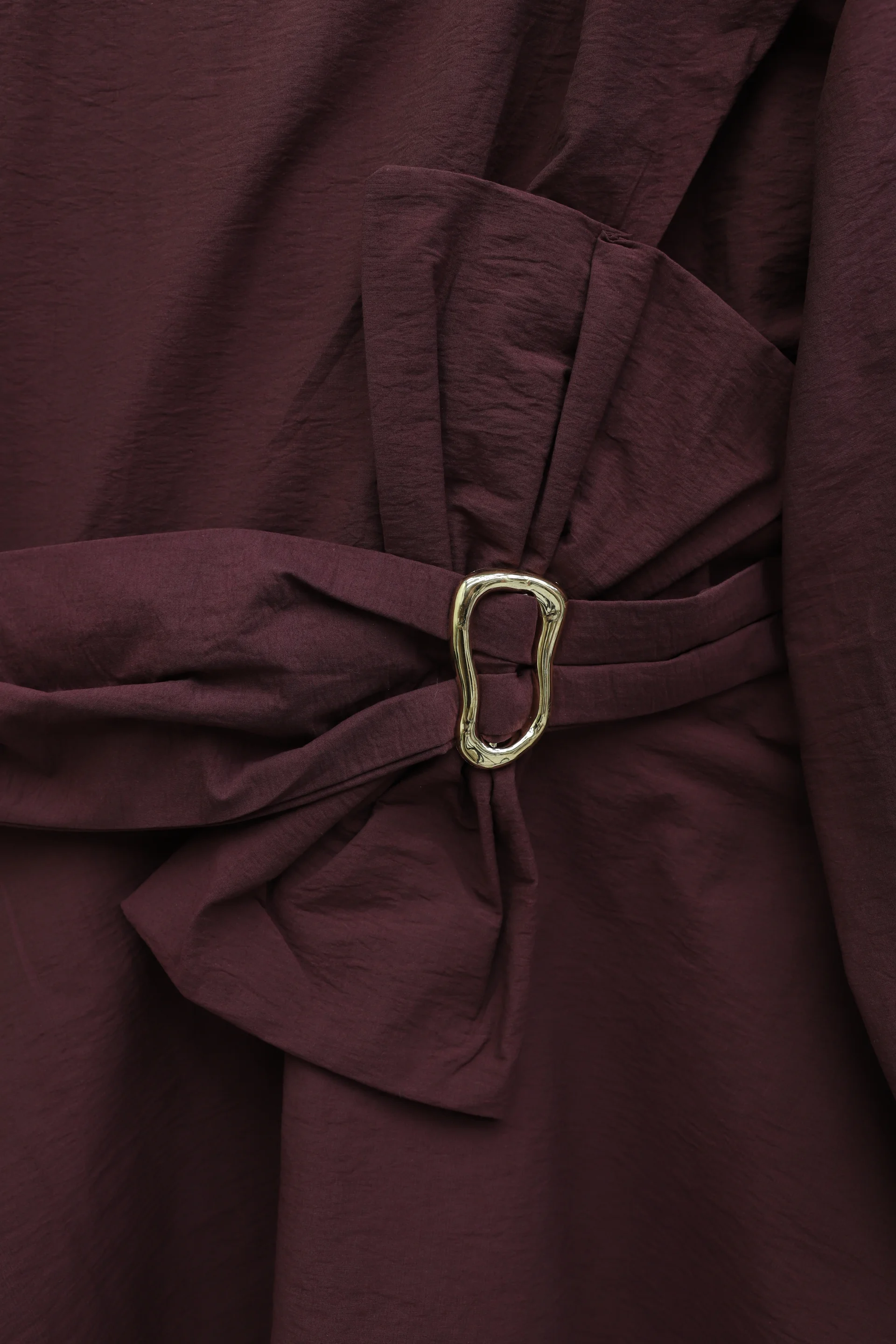 Belted Bow Detail Cupro Co-ord Set in Maroon - Podyumplus - by Peralane - photo 3