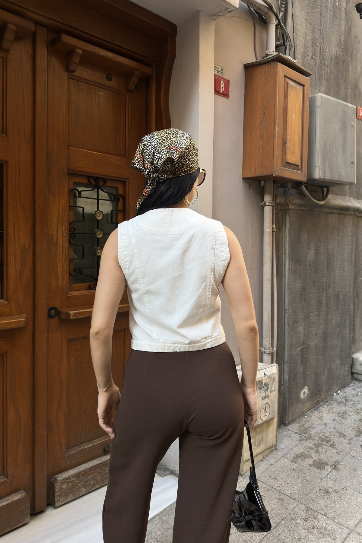Women's Denim Vest and Trousers Set in White and Brown - Xlove - by Peralane - photo 5