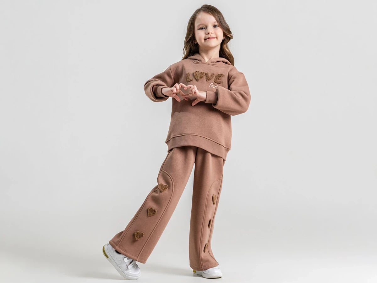 Love Heart Embroidered Girls' Tracksuit - Pampal Kids - by Peralane
