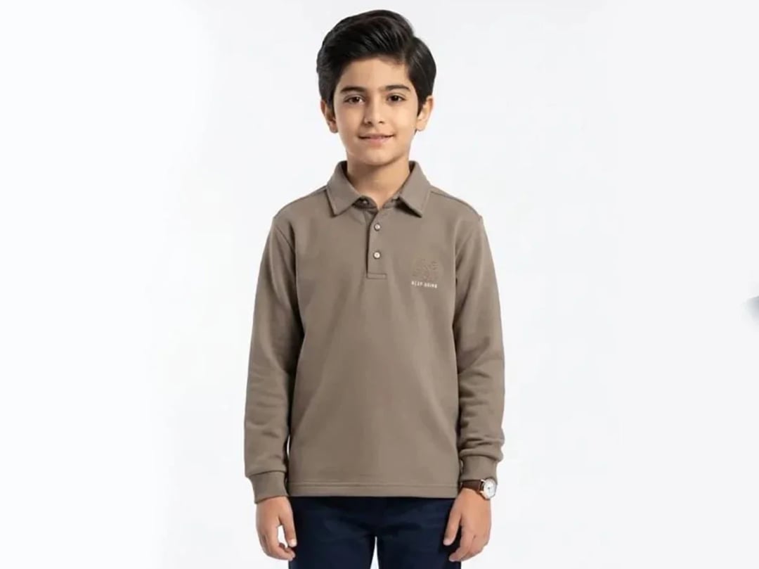Keep Going Printed Boys Sweatshirt - Taupe - Tanem Kids - by Peralane
