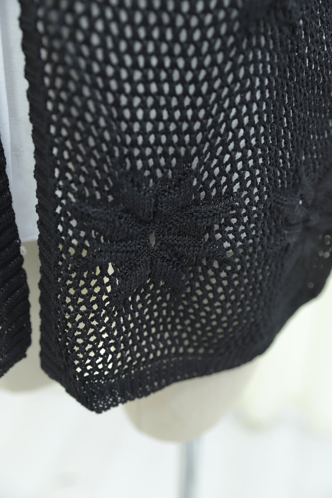 Black Floral Detail Openwork Knit Cardigan - Podyumplus - by Peralane - photo 9