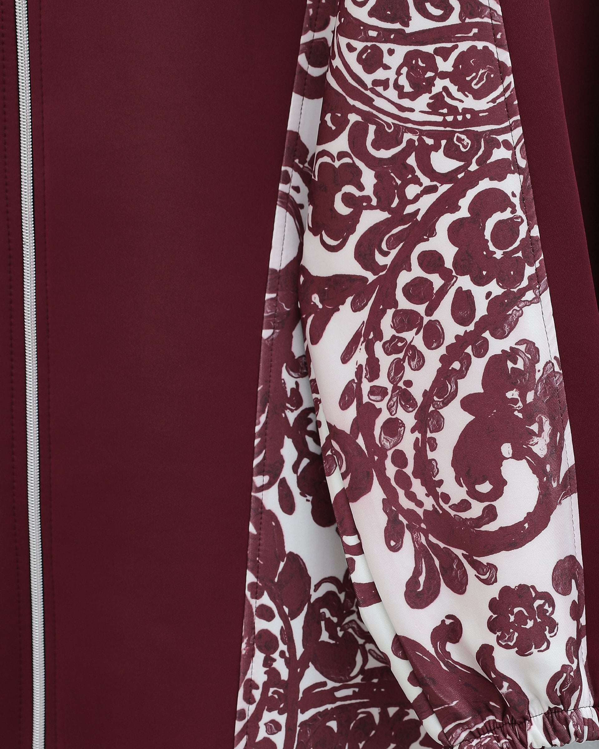 Hooded Zip Scuba Co-ord Set with Patterned Sides - Burgundy - Podyumplus - by Peralane - photo 5