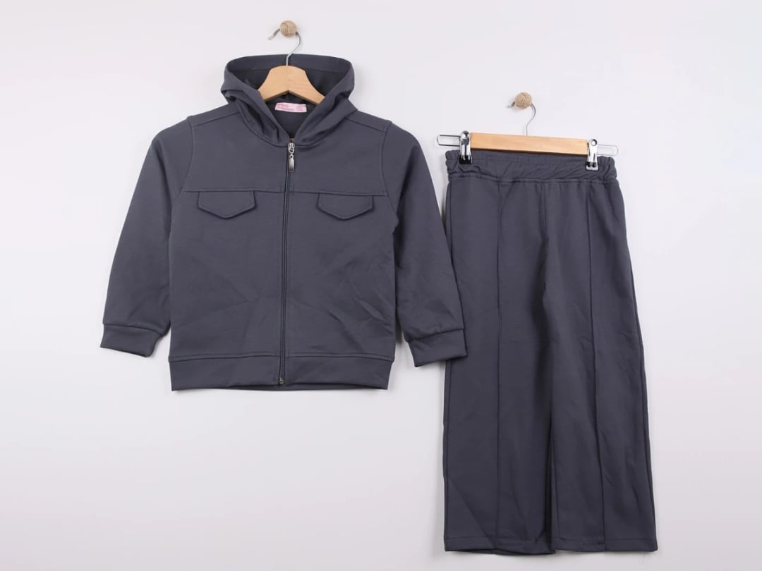 Girls' Hooded Suit Set - Dark Grey - CMK - by Peralane