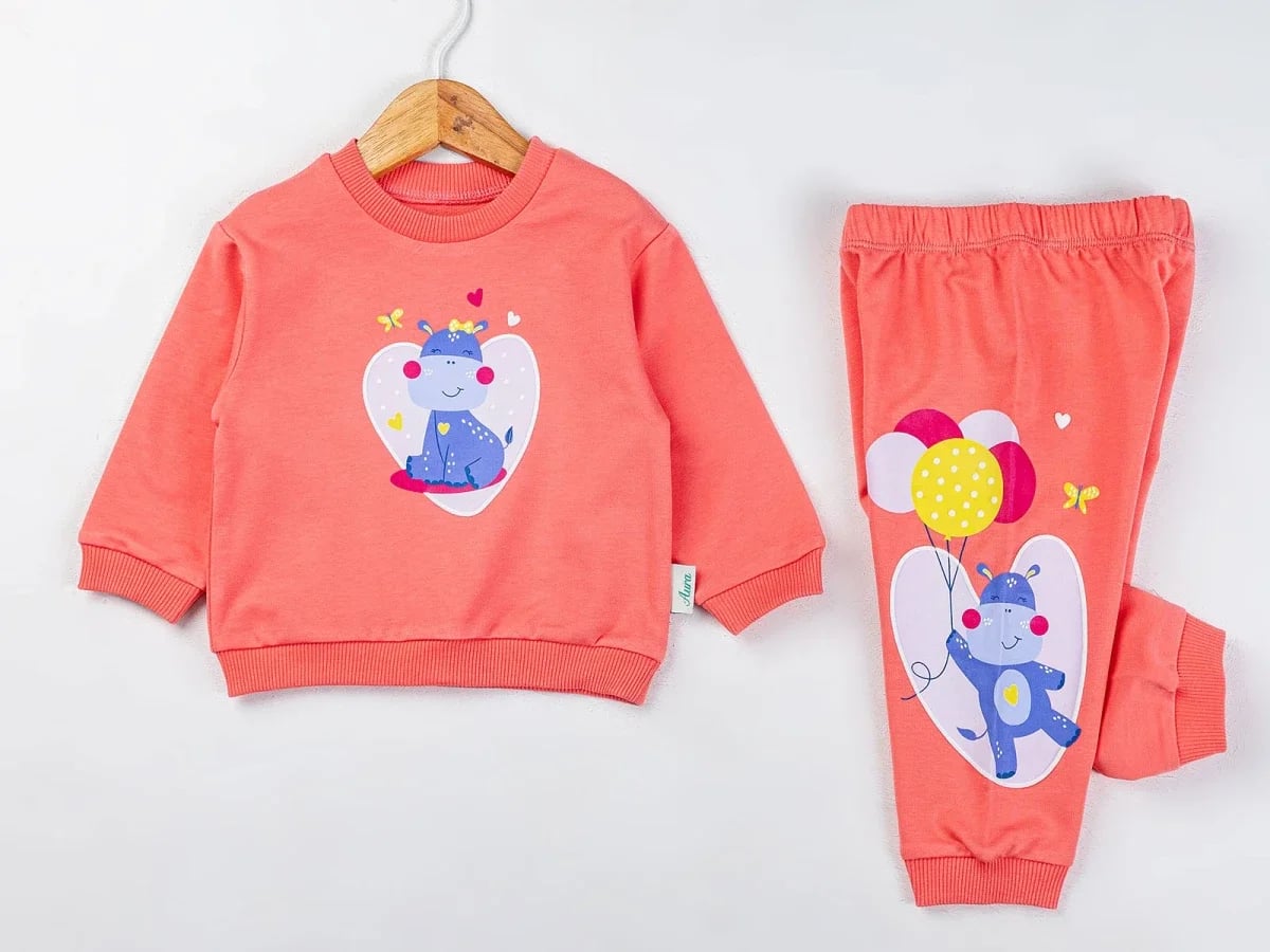 Girls' Balloon Print Pyjama Set - Coral - Comix - by Peralane