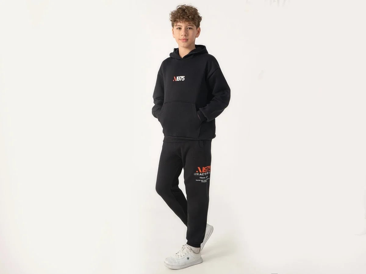 Printed Hooded Sweatshirt and Jogger Set for Boys - Ruhat Kids - by Peralane