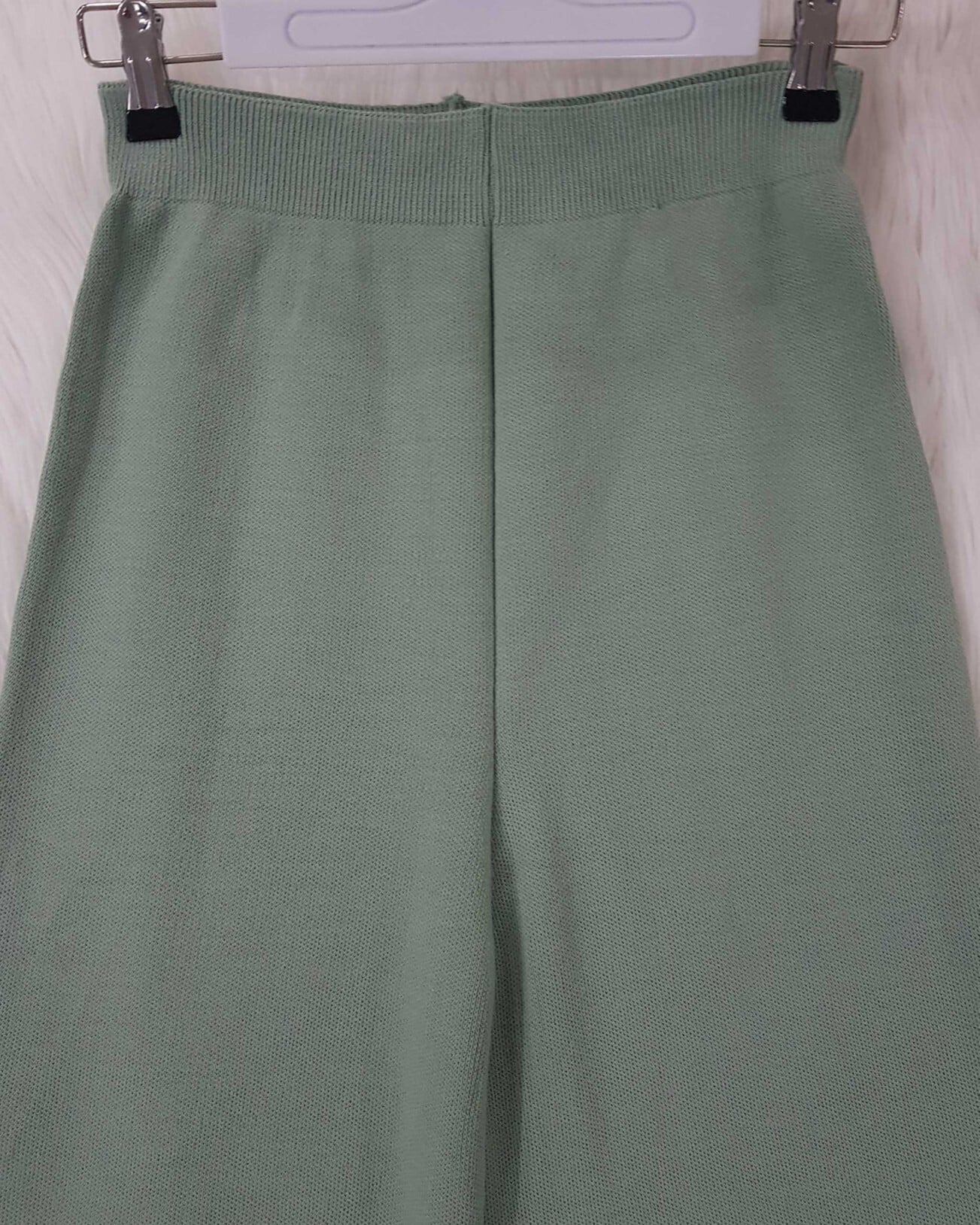 Sage Green Wide-Leg Knit Lounge Trousers - Podyumplus - by Peralane - photo 3