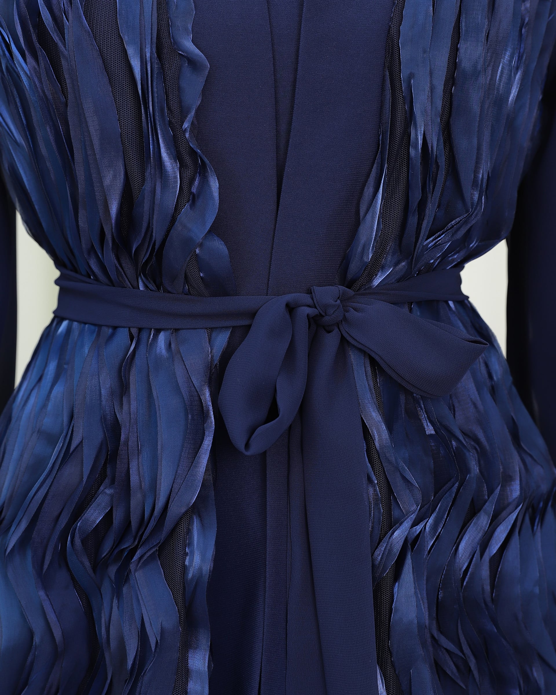 Navy Blue Tulle Detail Belted Layered Skirt Abaya Set - Podyumplus - by Peralane - photo 5