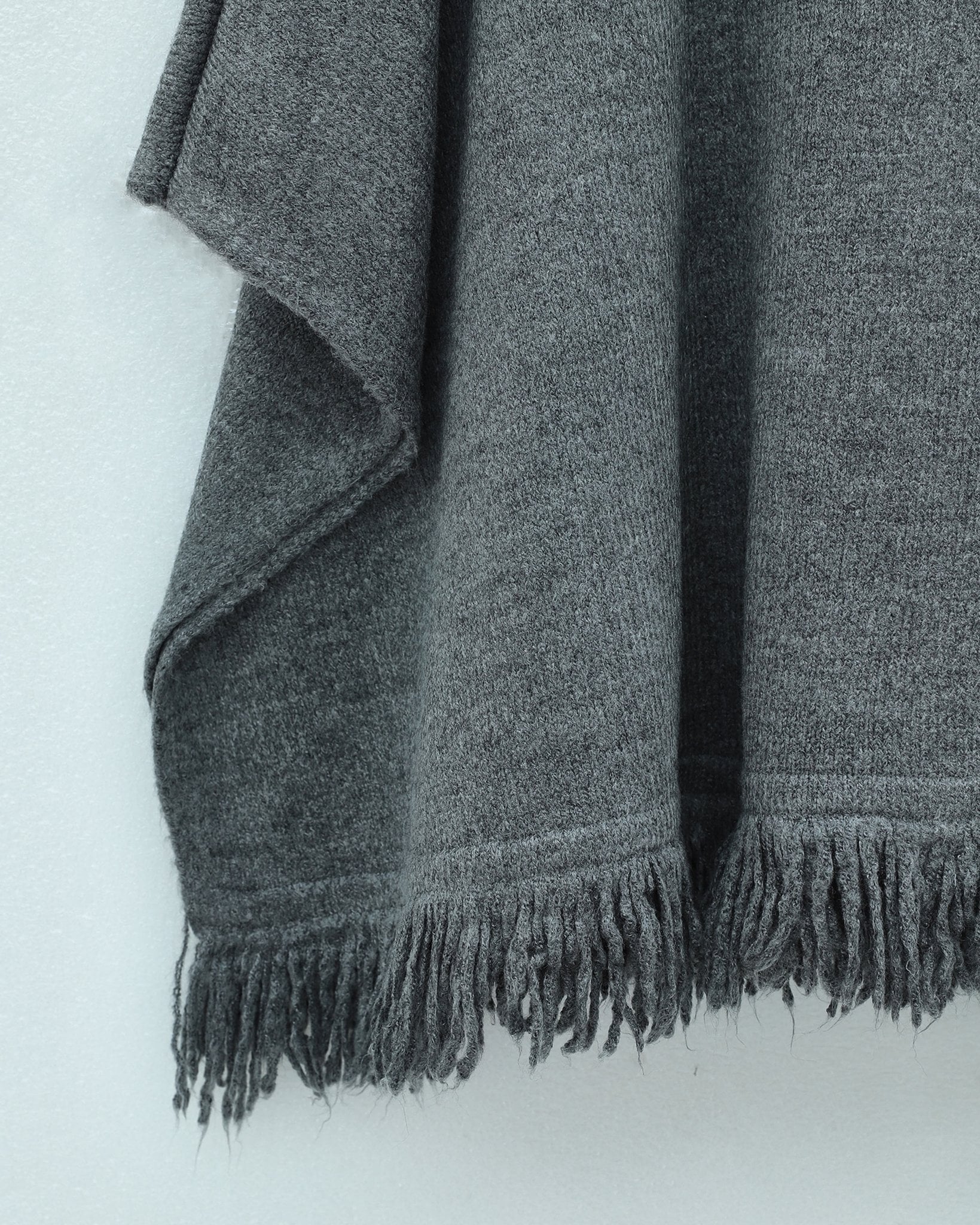 Fringed Hem Knitted Poncho - Smoke - Podyumplus - by Peralane - photo 4