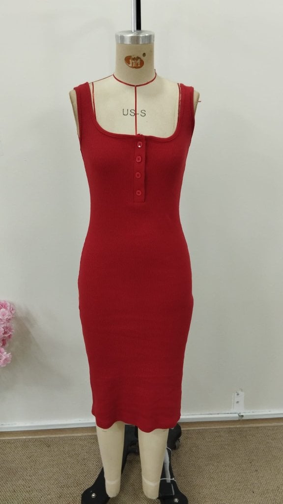 Women's Sleeveless Round V-Neck Midi Dress - Janes - by Peralane - photo 7