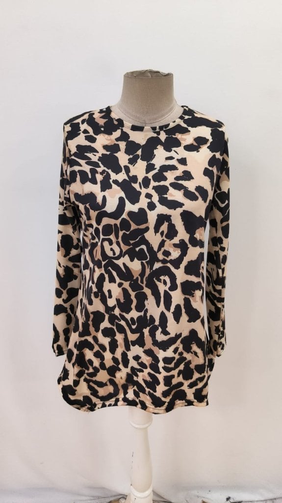 Women's Long-Sleeved Leopard Print Jersey Tunic Top - Janes - by Peralane - photo 6