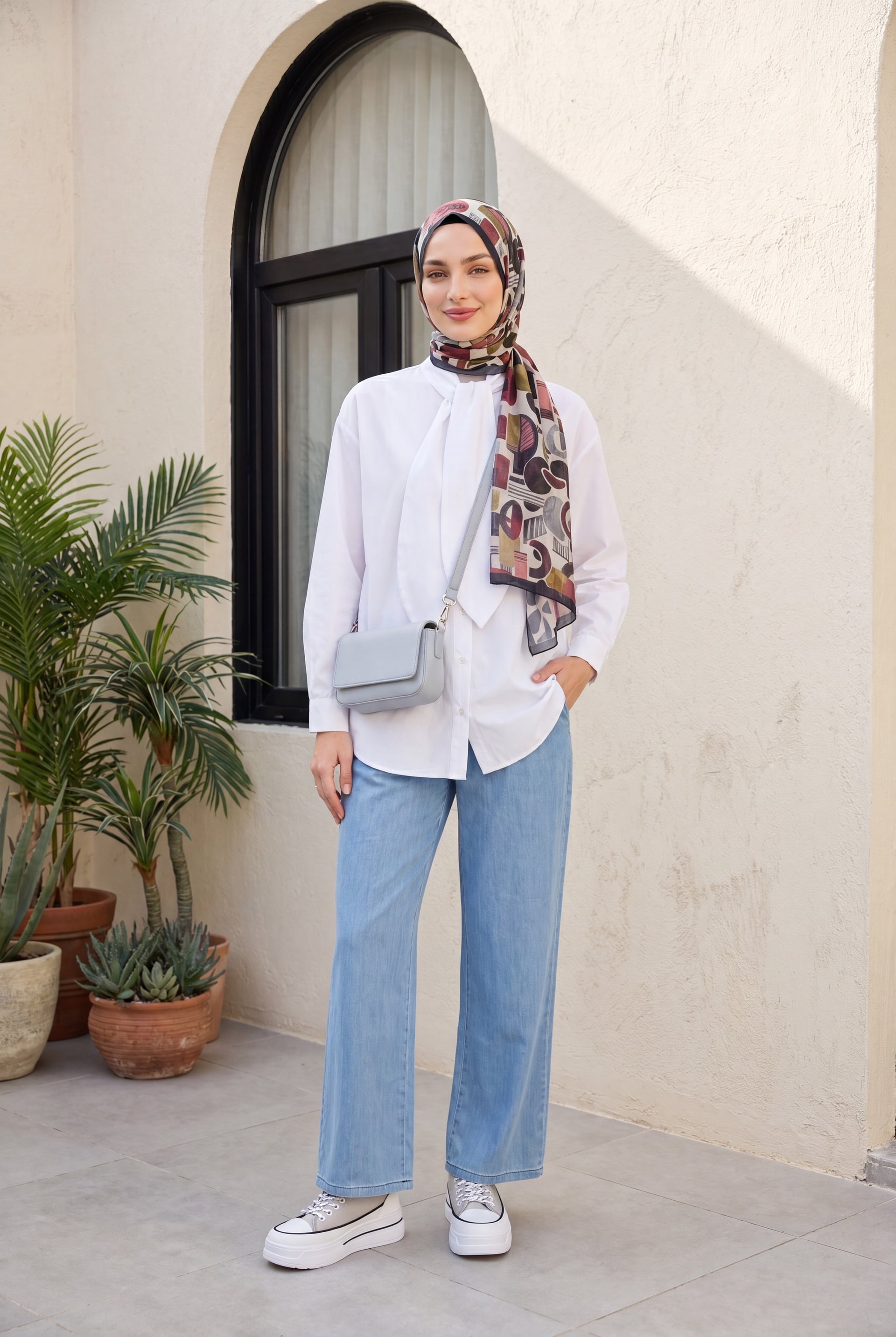 Light Blue Pleated Wide-Leg Denim Trousers with Elastic Waist and Velcro - Podyumplus - by Peralane - photo 2