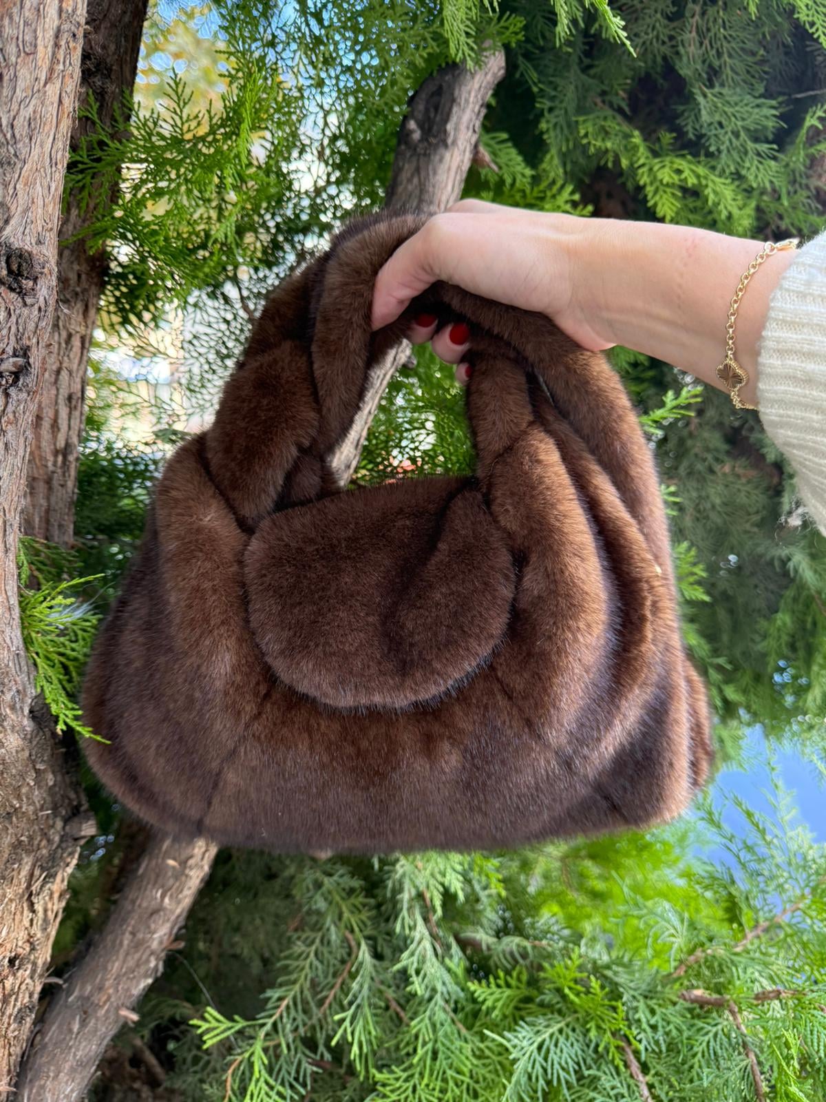 Plush Brown Handbag 20x32 Cm - Nesvay - by Peralane - photo 2