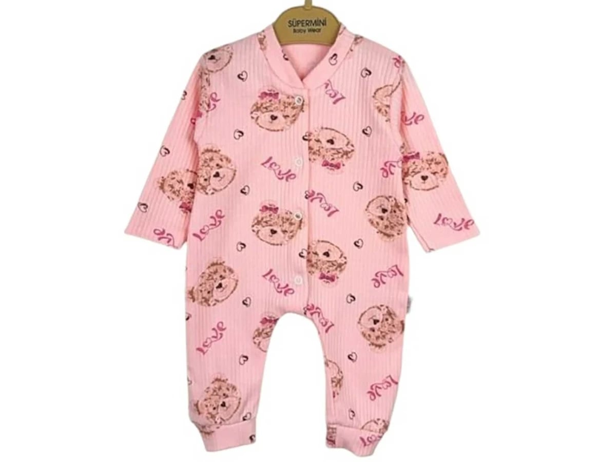 Love Print Baby Sleepsuit with Footies - Pink - Pack of 3 - Supermini - by Peralane