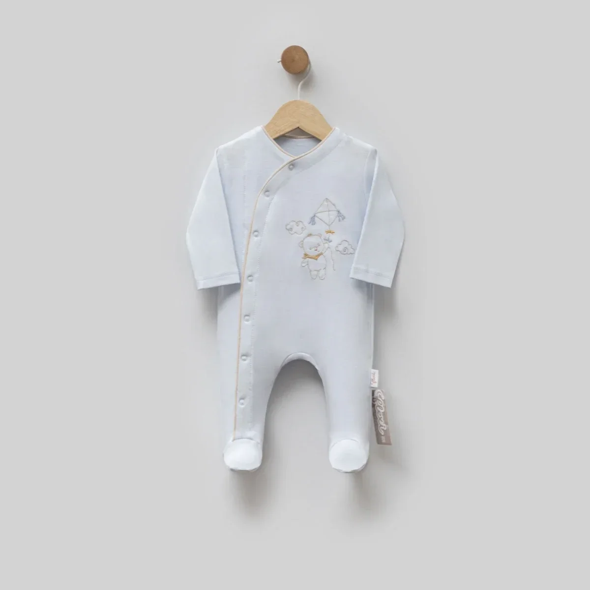 Baby Romper Set - Light Blue with Teddy Bear Print - Flexi Baby - by Peralane
