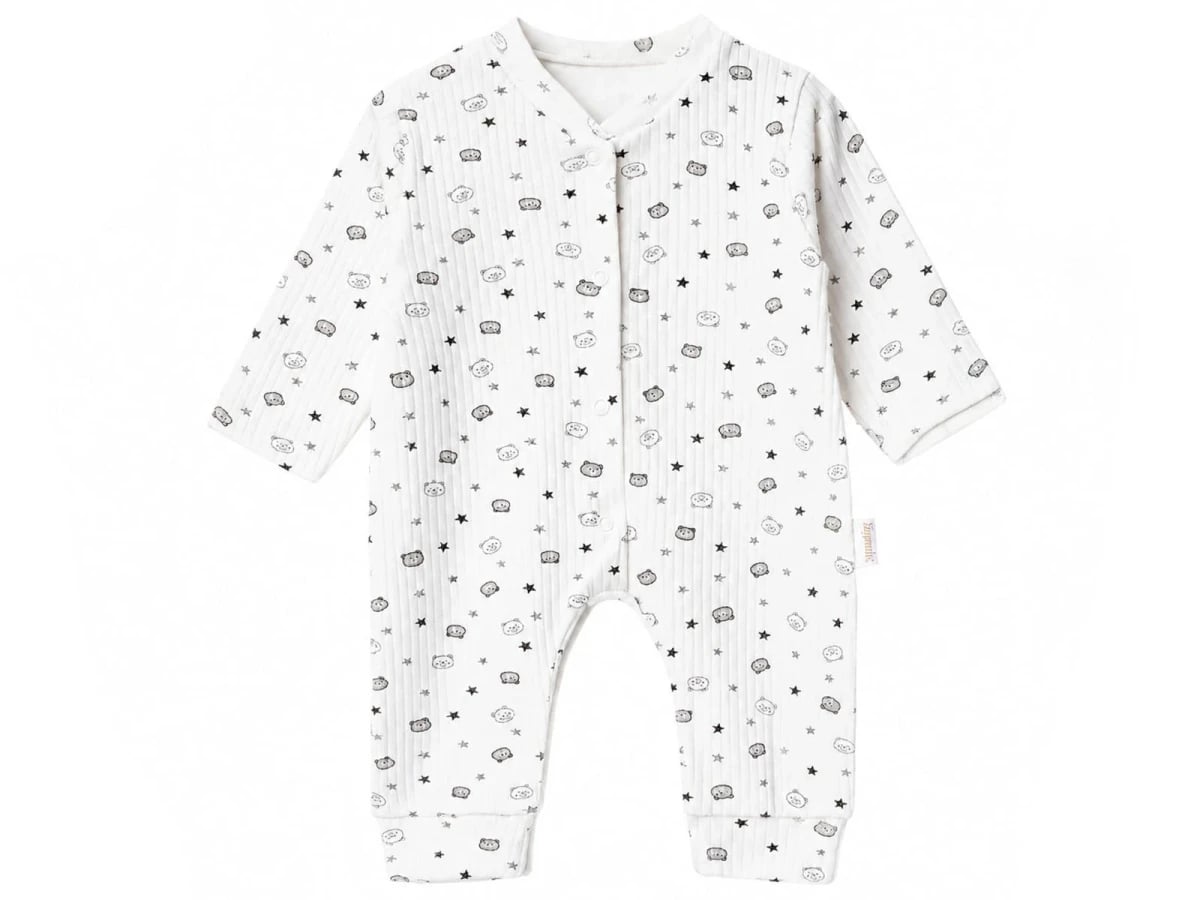 Bear & Star Print Baby Romper - White (Pack of 3) - Supermini - by Peralane