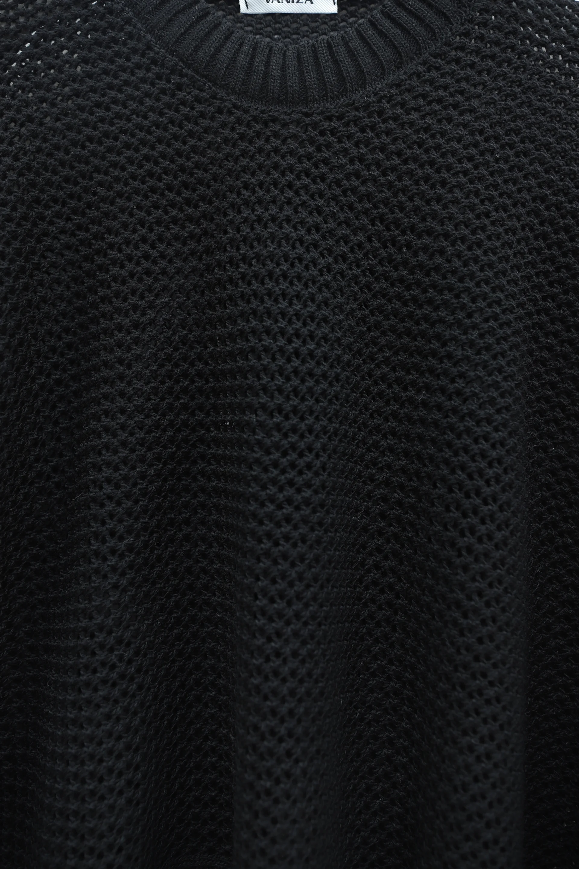 Batwing Sleeve Open-Knit Sweater - Black - Podyumplus - by Peralane - photo 3