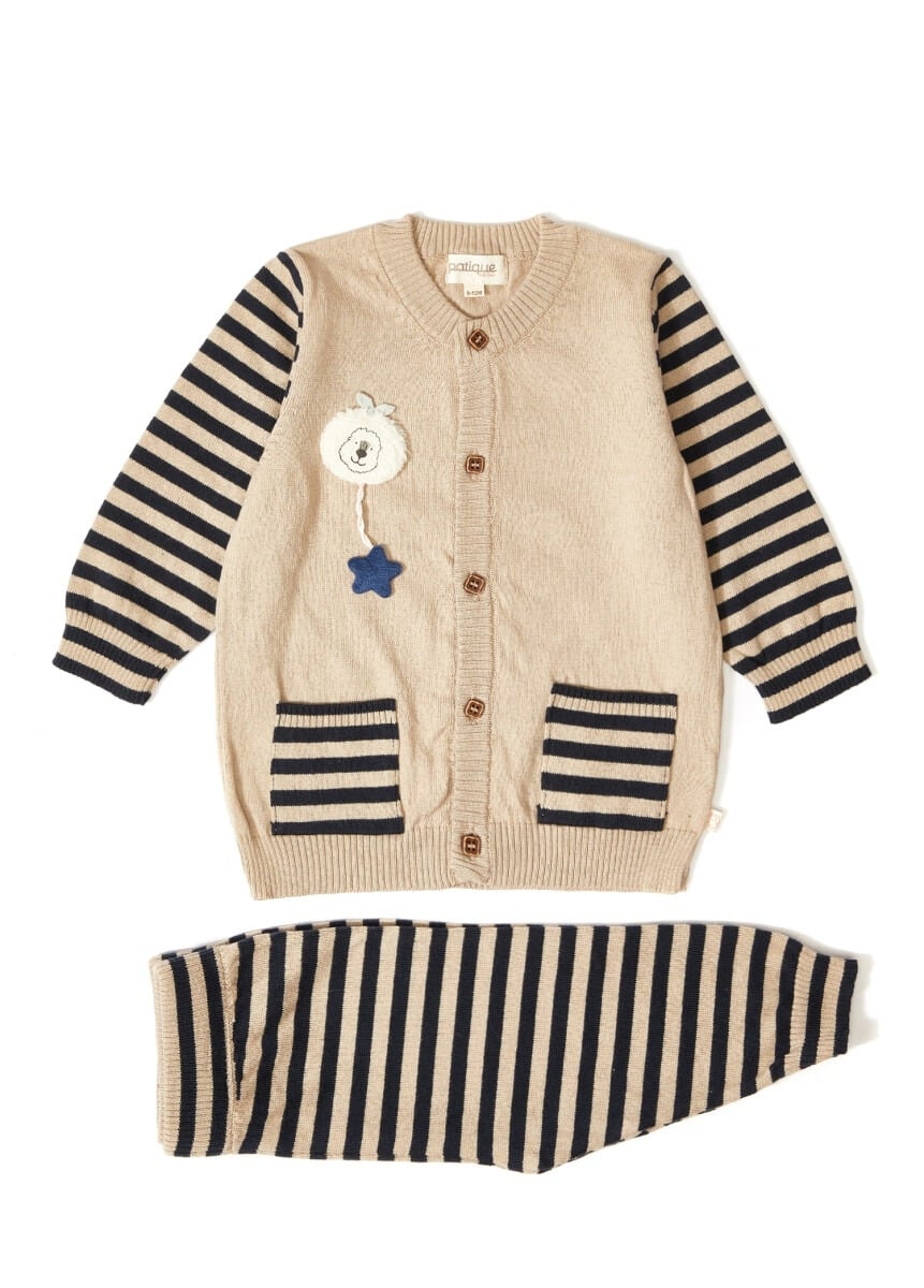 Organic Cotton Striped Knitwear Baby Outfit & Set - 1061-21034 - Uludag Triko - by Peralane