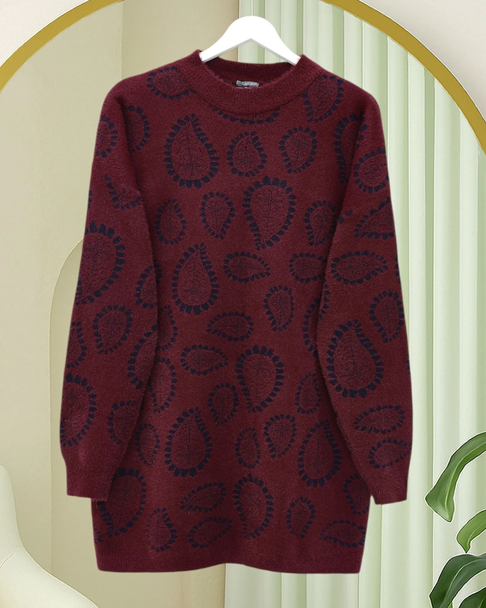 Crew Neck Drop Print Casual Knit Sweater - Navy - Podyumplus - by Peralane - photo 2
