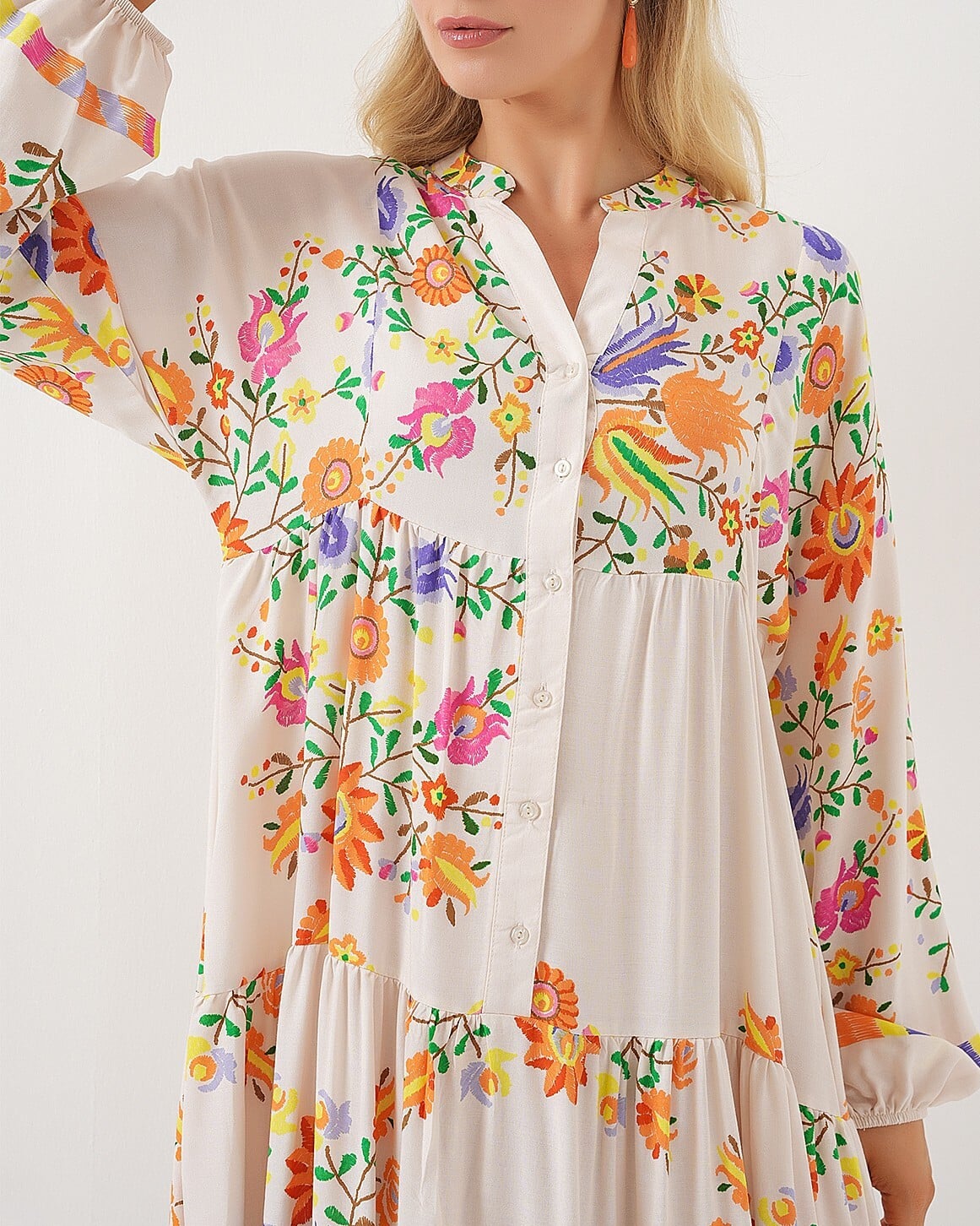 Authentic Print Modest Dress - Orange - Bigdart - by Peralane - photo 7