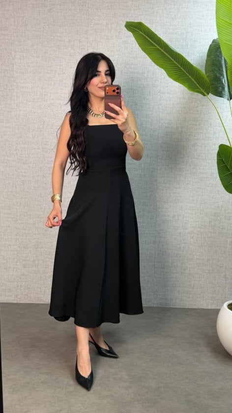 Women's Sleeveless Square Neckline Back-Tie Long Crepe Dress - Janes - by Peralane - photo 2