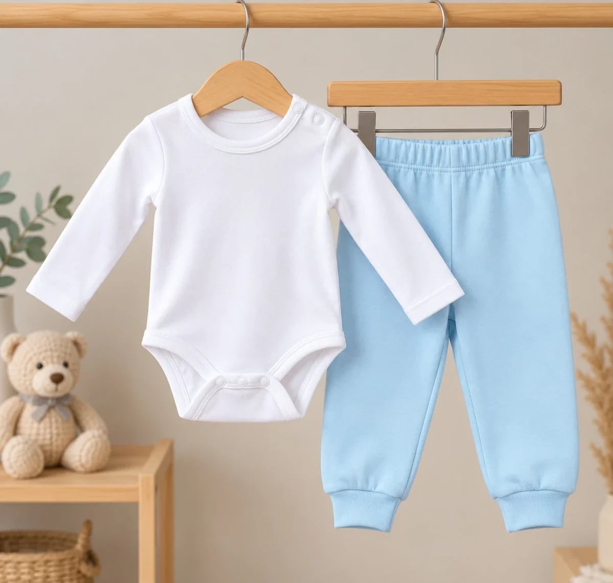 Baby Bodysuit and Trousers Set - Light Blue - Interkidsy - by Peralane