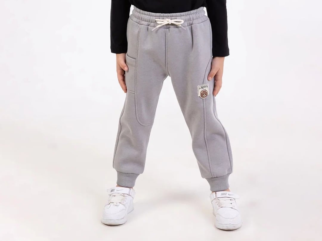 Boys' Bear Emblem Jogger Pants - Grey, Pack of 4 - Caribou - by Peralane
