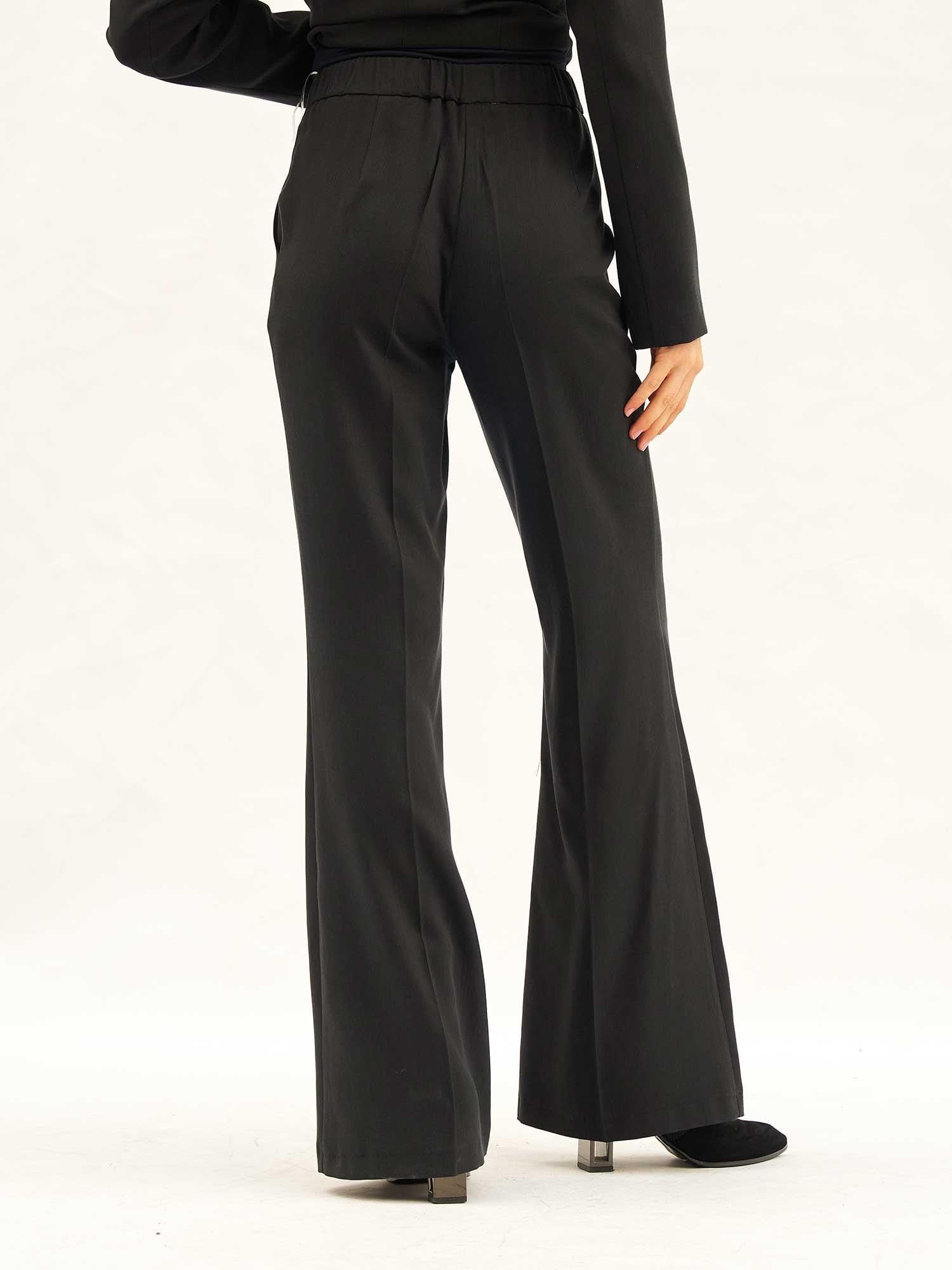 Black Button-Front Jacket and Flared Trousers Set for Women - Lefon - by Peralane - photo 8