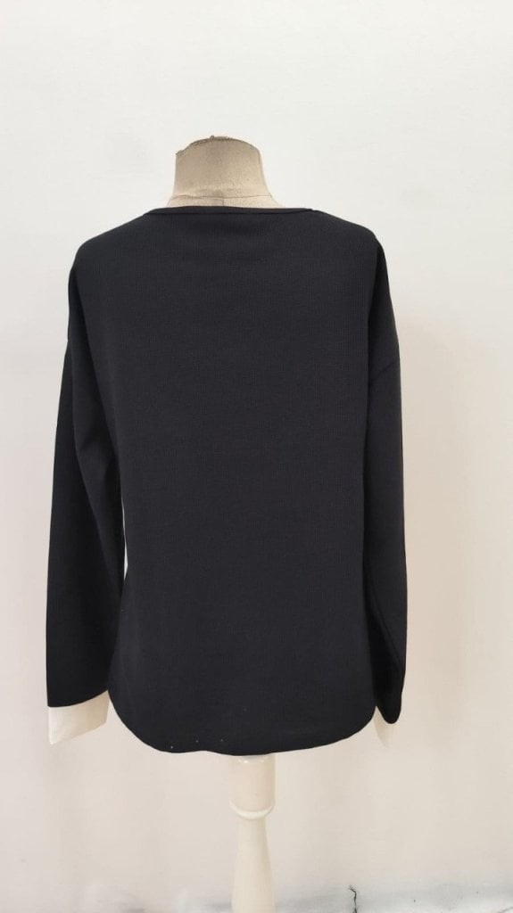 Women's Long Sleeve V-Neck Waffle Blouse - Black - Janes - by Peralane - photo 8