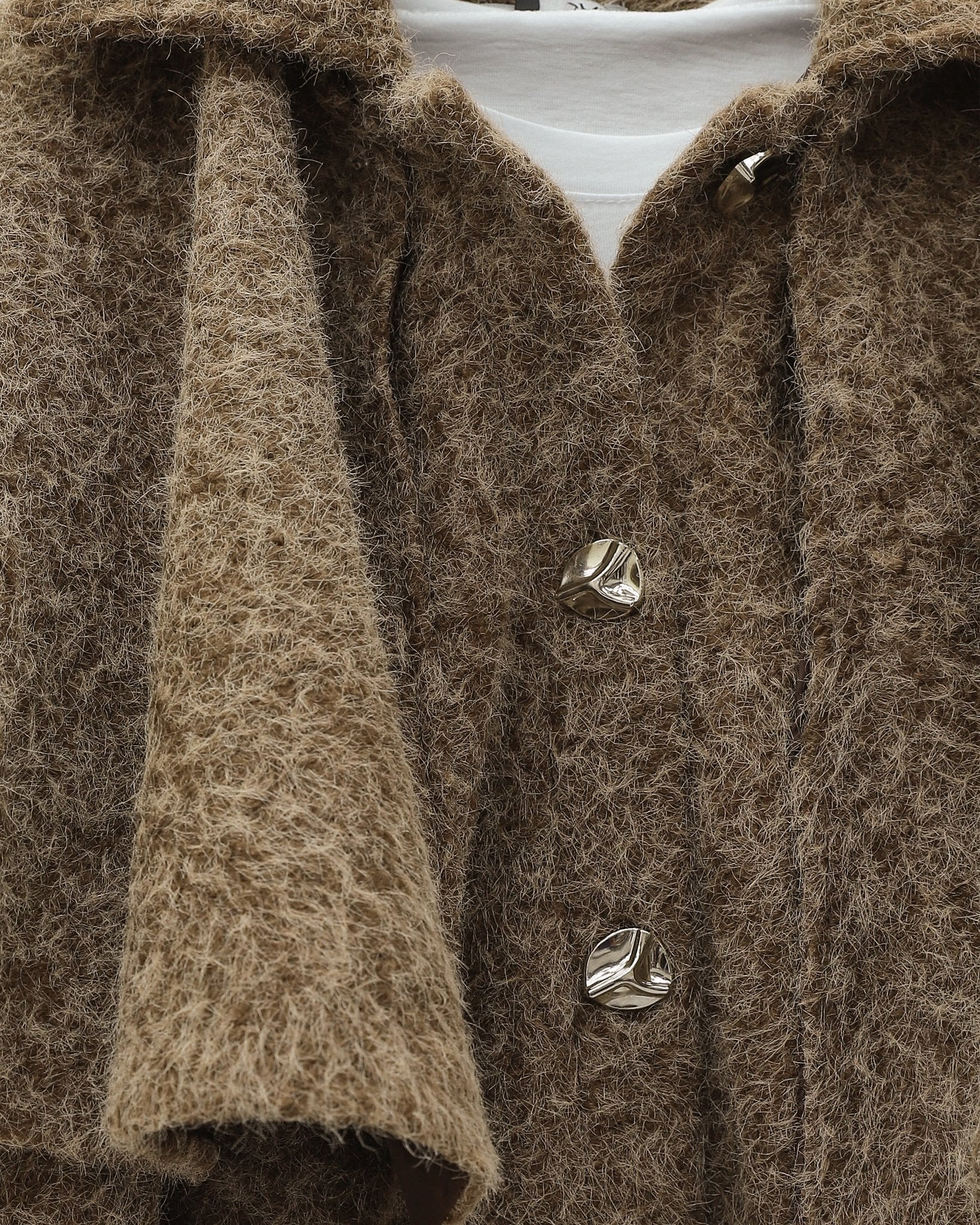 Women's Belted Cape Tweed Jacket - Light Brown - Podyumplus - by Peralane - photo 3