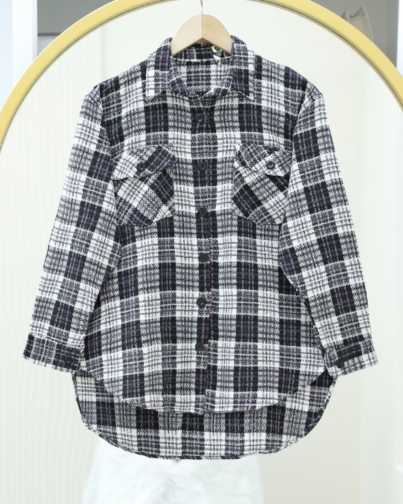 Flap Pocket Tweed Shirt - Black - Podyumplus - by Peralane - photo 3