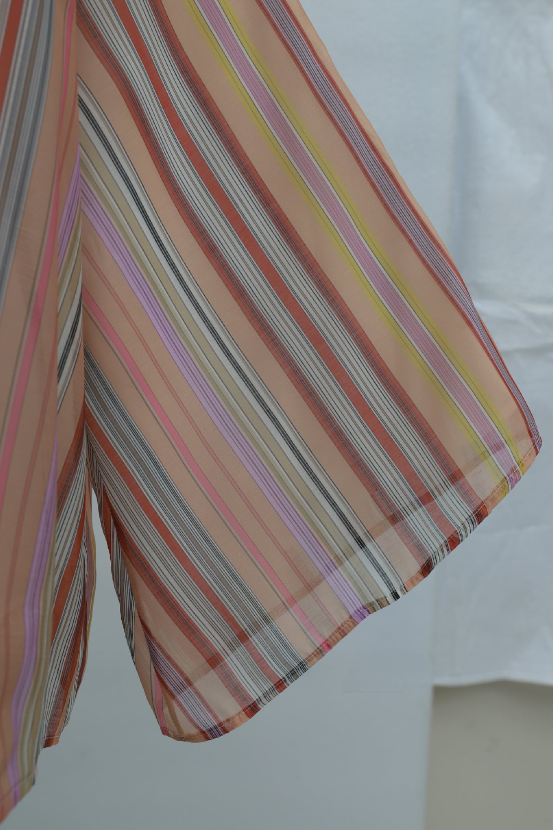 Striped Lined Oversize Voile Tunic with Mandarin Collar - Salmon - Podyumplus - by Peralane - photo 8