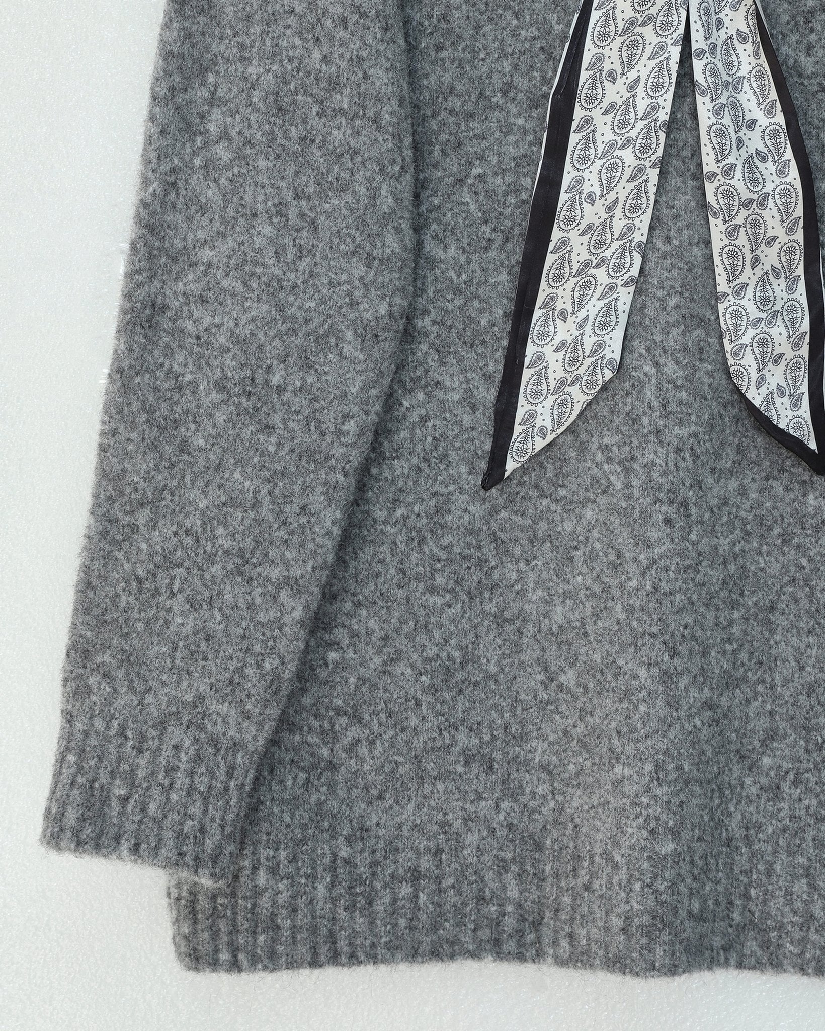 Women's Knit Sweater with Scarf - Grey - Podyumplus - by Peralane - photo 5