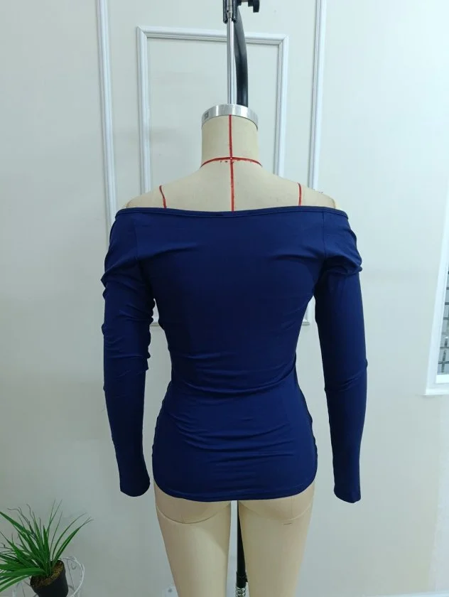 Women's Long-Sleeved Wrap V-Neck Viscose Blouse in Royal Blue - Janes - by Peralane - photo 5