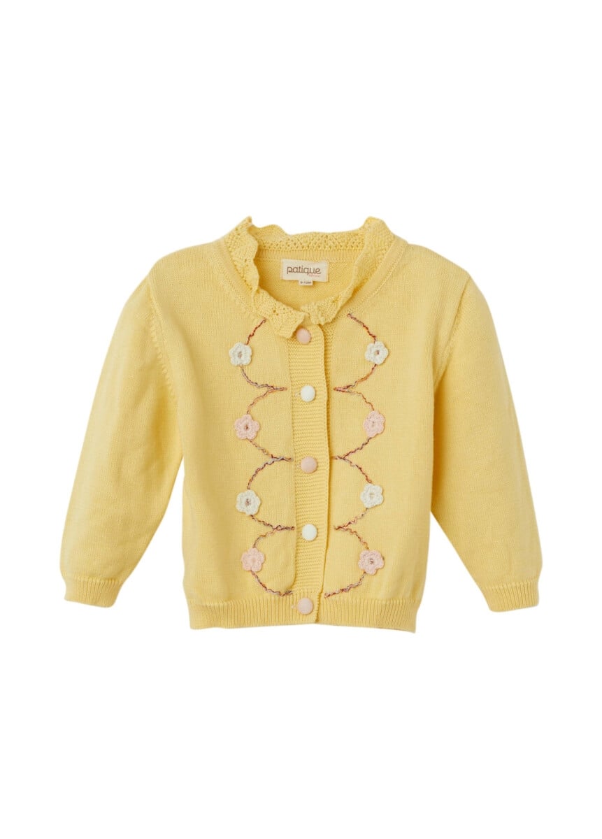 Girls Organic Cotton Floral Cardigan with Embroidery (6-36M) - Uludag Triko - by Peralane