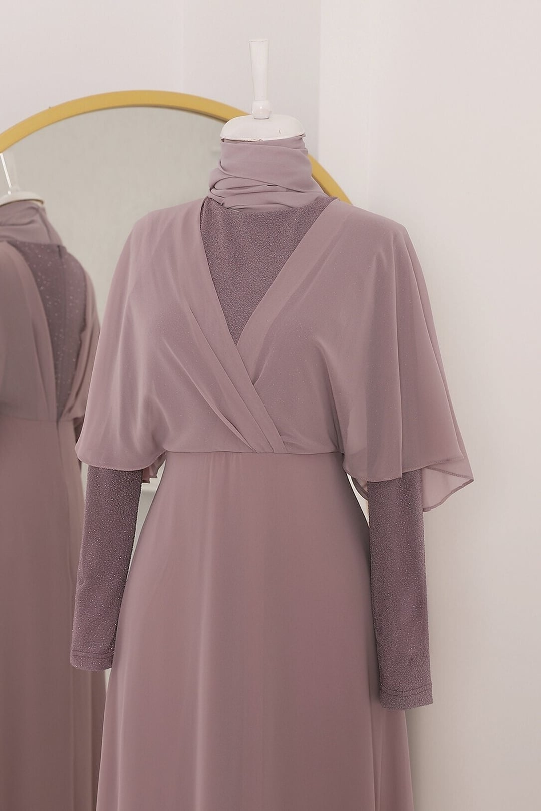 Sequined Chiffon Evening Dress in Lilac - Podyumplus - by Peralane - photo 6