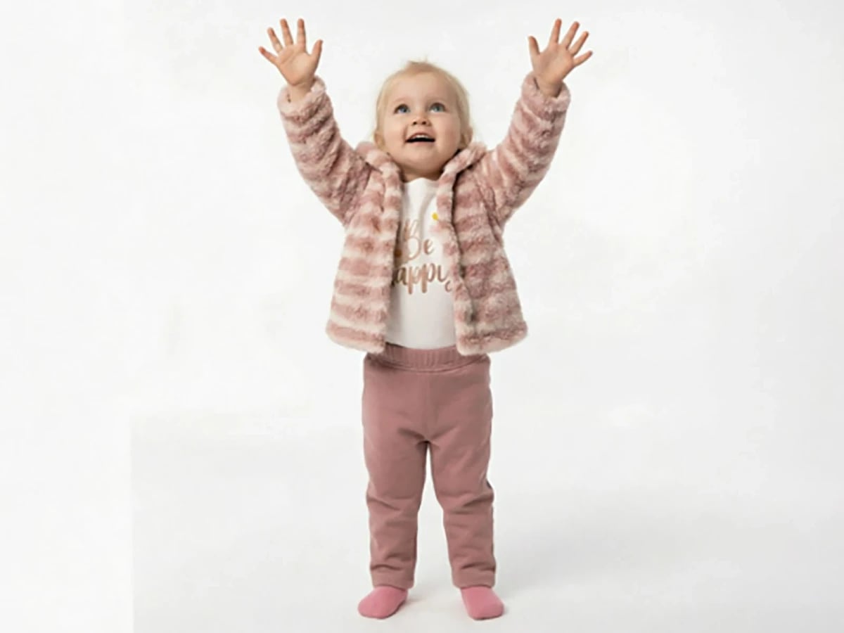 Striped Faux Fur Cardigan Baby Girl 3-Piece Set - Elci Baby - by Peralane