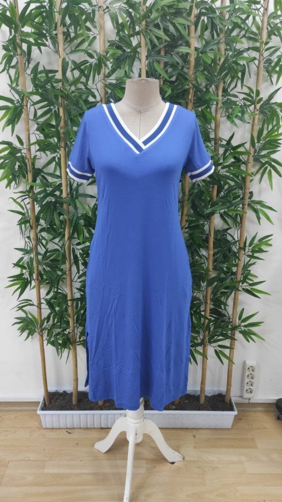 Women's Short-Sleeve V-Neck Midi Dress with Ribbed Trim - Janes - by Peralane - photo 5