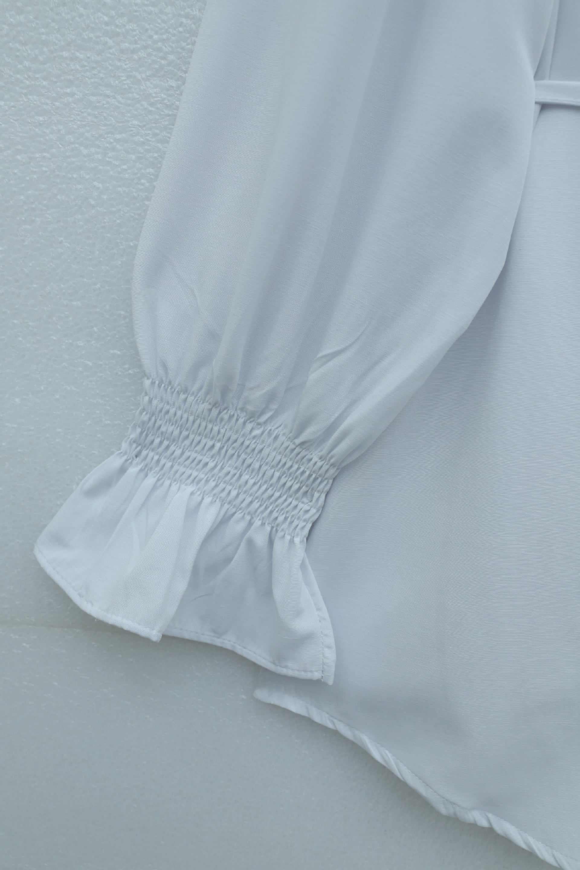 White Baby Collar Embroidered Tie-Belt Poplin Blouse - Podyumplus - by Peralane - photo 5