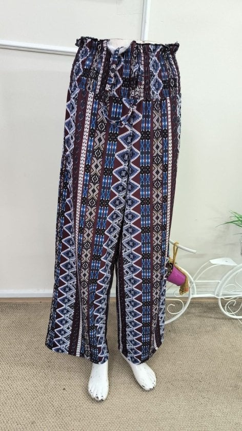 Women's High-Waist Smocked Wide-Leg Printed Trousers - Janes - by Peralane - photo 4