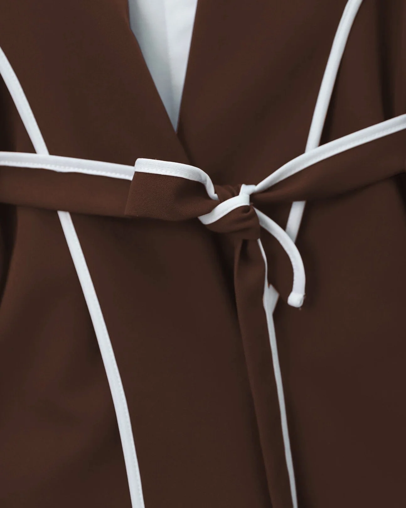 Belted Piped Tunic and Trousers Set - Brown - Podyumplus - by Peralane - photo 2