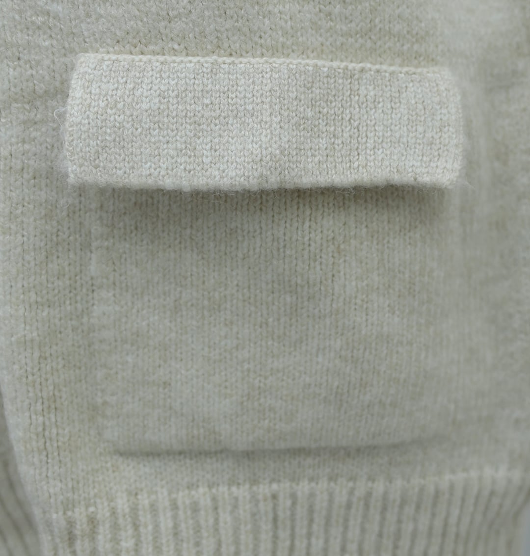 Cream Crew Neck Button-Front Knit Cardigan with Pockets - Podyumplus - by Peralane - photo 6