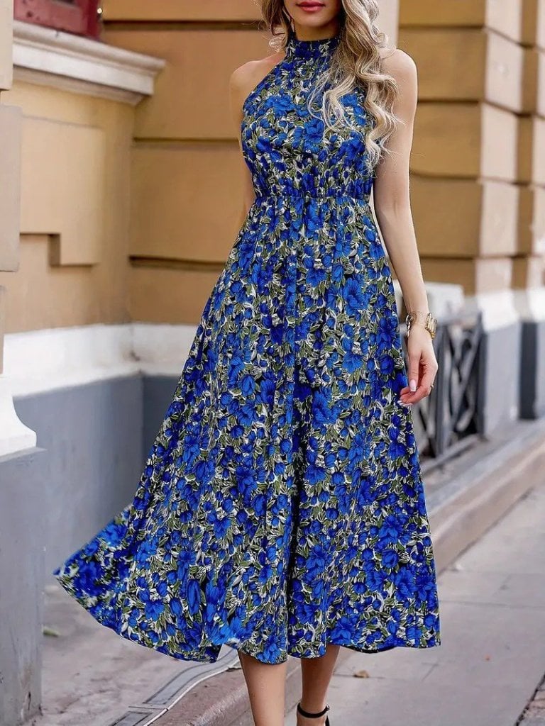 Women's Sleeveless Halter Neck Maxi Dress with Floral Print - Janes - by Peralane - photo 4