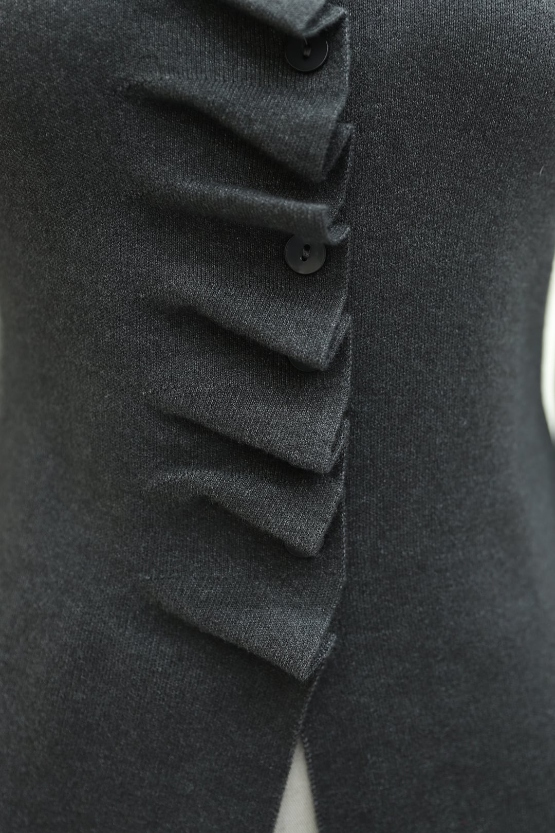 Front Ruffled Buttoned High Neck Knitted Cardigan - Anthracite - Podyumplus - by Peralane - photo 7