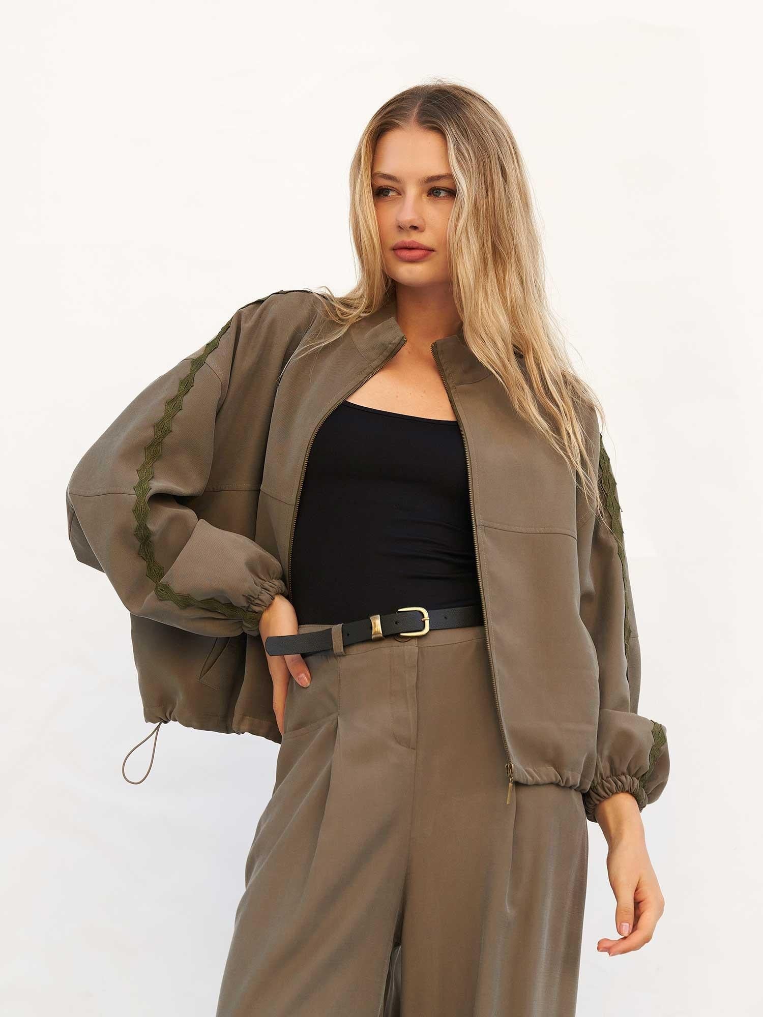 Lace Trim Bomber Jacket for Women - Lefon - by Peralane - photo 4