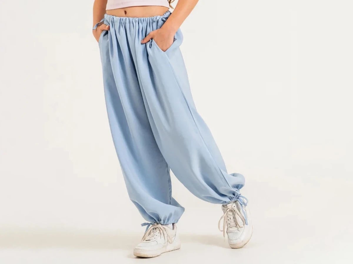 Girls' Burgulu Light Blue Baggy Trousers - Pack of 4 - ÖZ Bebe - by Peralane