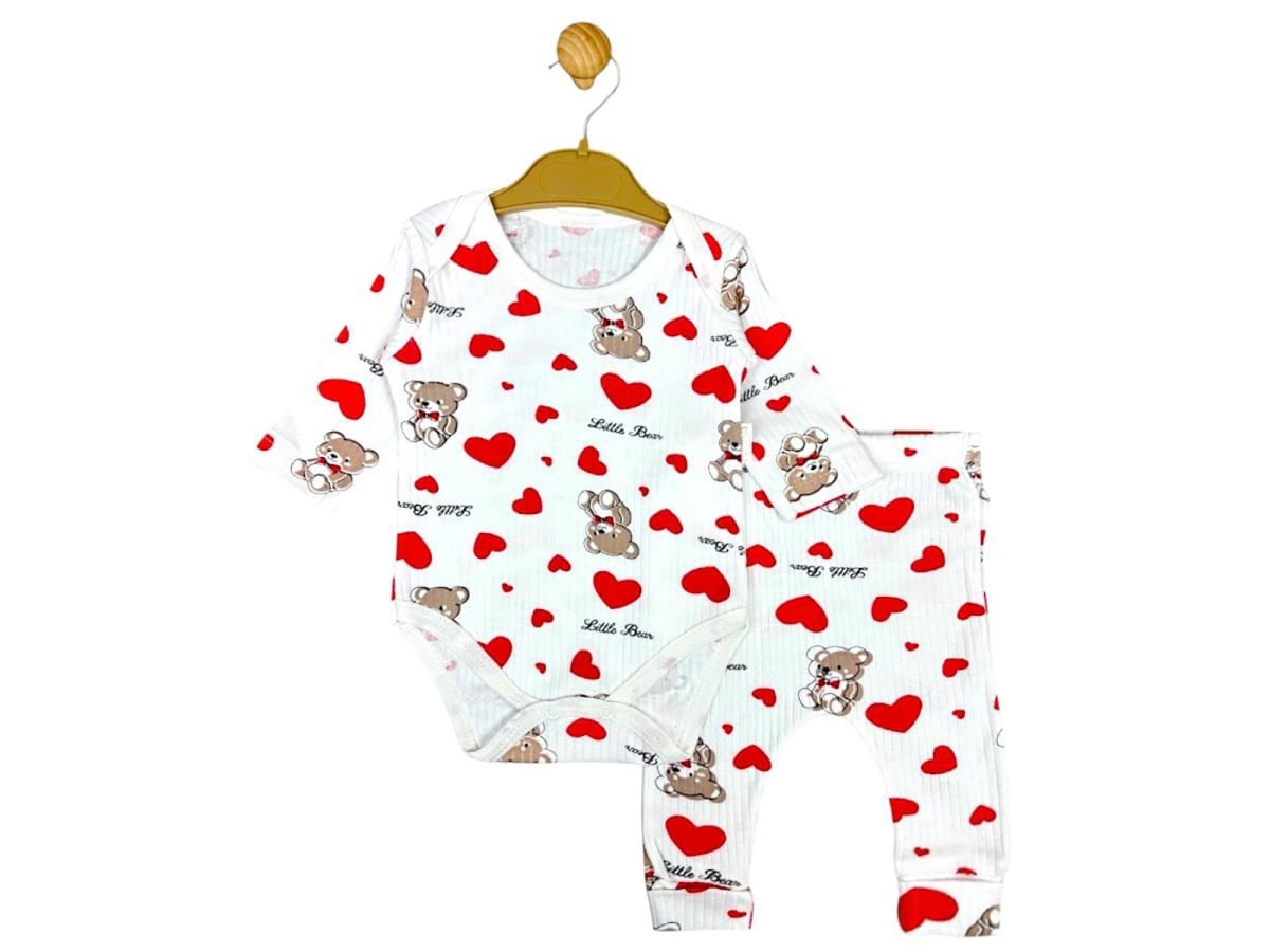 Bear Print Baby Boy Set - Bodysuit and Trousers (Pack of 3) - Supermini - by Peralane