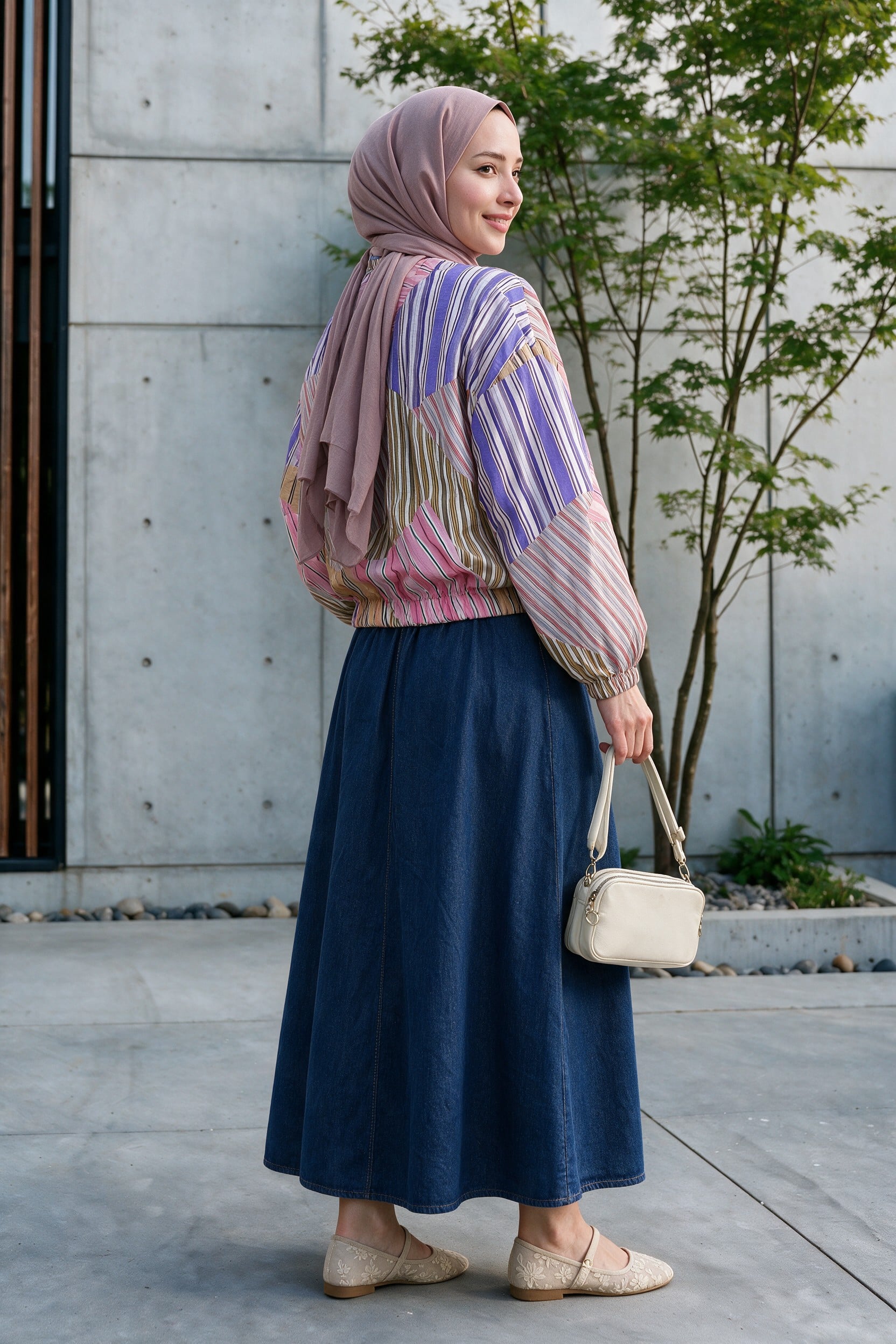 Elasticated Cuff and Waist Zip-Up Patterned Summer Jacket - Pink - Podyumplus - by Peralane - photo 3